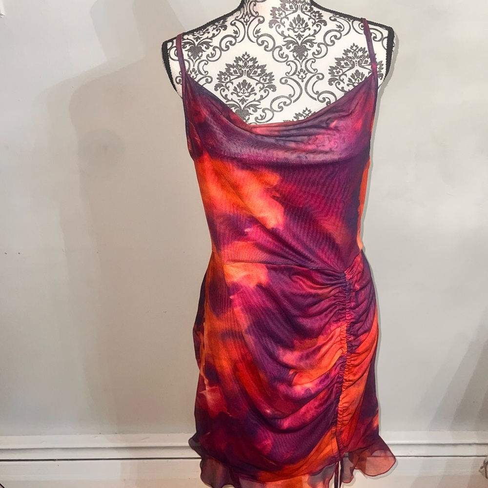 SHEIN Purple and Orange Mini Dress